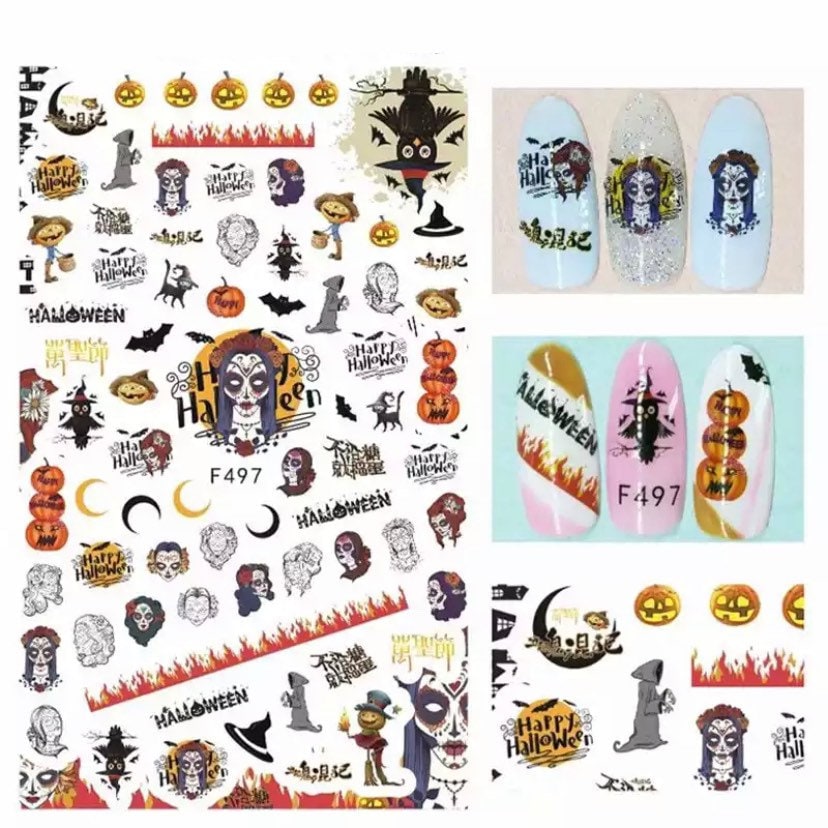 Halloween, Kürbis, Katze, Feuer Und Hexen - Nail Art Set Sticker Halloween, Kürbis, Katze, Feuer Und Hexen - Nail Art Set Sticker von KitschyNails