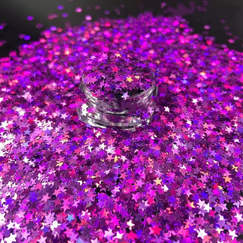 Lila Sternförmige 3mm Nagel Pailletten von KitschyNails