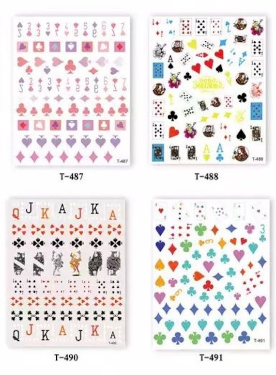 Poker Nail Art Sticker, Spielkartendesign, 3D Sticker von KitschyNails