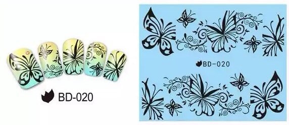 Wasser Transfer Nail Sticker, Aufkleber, Black Butterfly Design, Art, Dekoration von KitschyNails