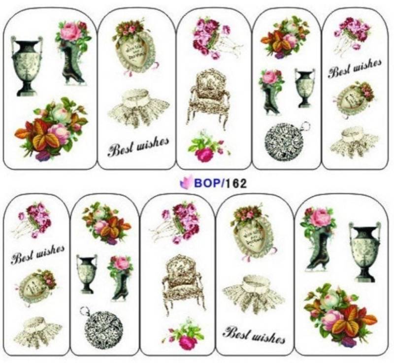 Wassertransfer Nagel Aufkleber, Blumen Und Möbel Style Nail Art, Nageldekoration von KitschyNails