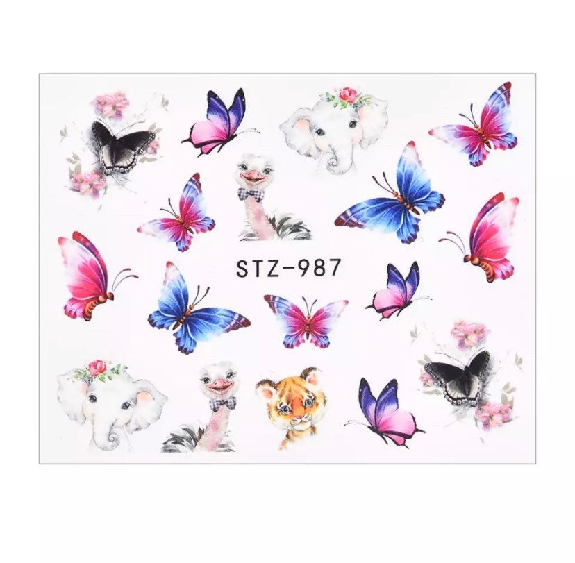 Wassertransfer Nagelsticker, Elefant, Tiger, Strauß Und Schmetterling, Nagelabziehbilder, Tier Design, Nail Art, Nageldekoration Wassertransfer Nagelsticker, Elefant, Tiger, Strauß Und Schmetterling, Nagelabziehbilder, Tier Design, Nail Art, Nageldekoration von KitschyNails