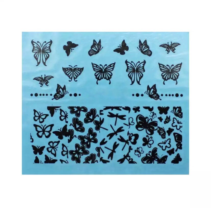 Wasser Transfernagel Aufkleber, Nagelaufkleber, Schmetterling Und Libelle Design, Nail Art, Nagel Dekoration von KitschyNails