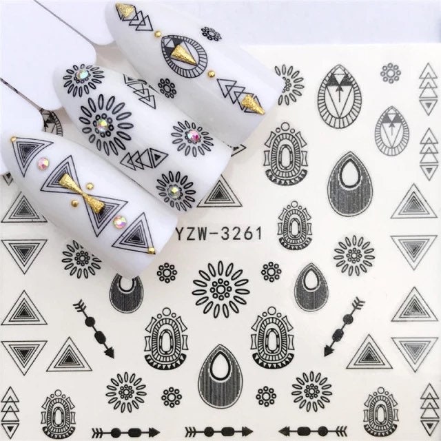 Wasser Transfernagel Aufkleber, Schwarzes Muster Nagelaufkleber, Nagel Dekoration, Schwarzes Design, Vintage Nail Art Wasser Transfernagel Aufkleber, Schwarzes Muster Nagelaufkleber, Nagel Dekoration, Schwarzes Design, Vintage Nail Art von KitschyNails
