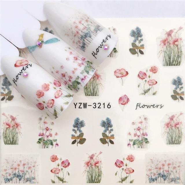 Wassertransfer Nagel Aufkleber, Multicolor Blumen Design, Nail Art, Nageldekoration von KitschyNails