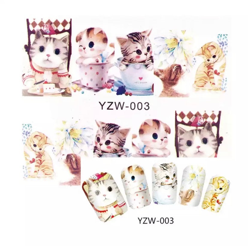 Wasser Transfernagel Sticker, Nagel Aufkleber, Süßes Katzen Design, Katze Nail Art, Dekoration von KitschyNails