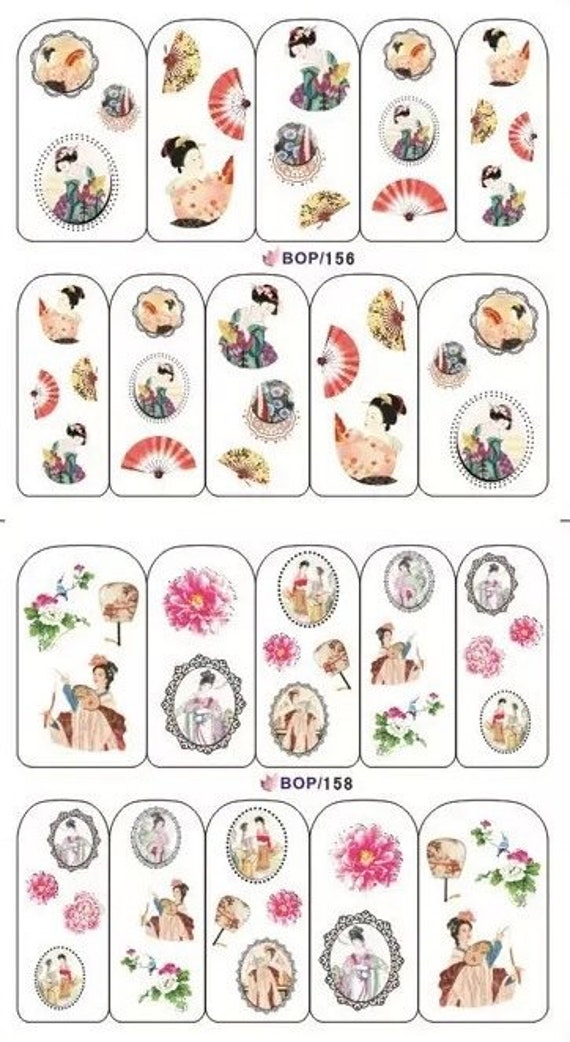 Wasser Transfernagel Sticker, Nagel Aufkleber, Tang Dynasty Frauen Nail Art, Dekoration von KitschyNails