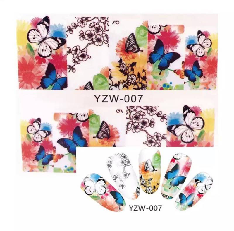 Wasser Transfernagel Sticker, Schmetterling Nagel Aufkleber, Blumen Und Schmetterlinge Design, Nail Art, Dekoration von KitschyNails