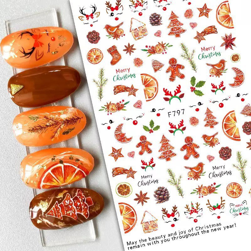 Weihnachten - Lebkuchenmann, Orangenscheiben Und Rentier Nail Art Sticker Weihnachten - Lebkuchenmann, Orangenscheiben Und Rentier Nail Art Sticker von KitschyNails