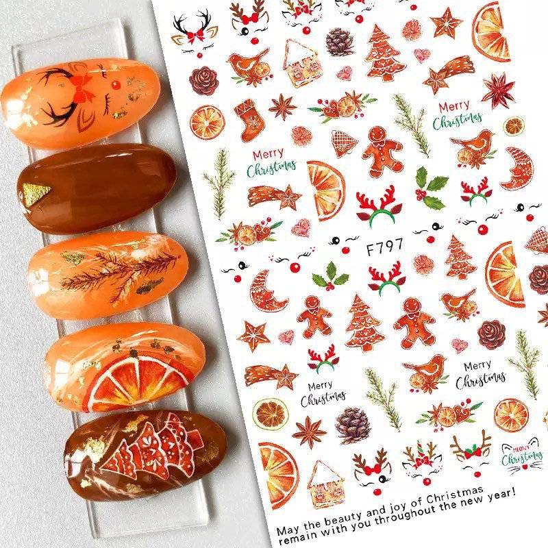 Weihnachten - Lebkuchenmann, Orangenscheiben Und Rentier Nail Art Sticker von KitschyNails