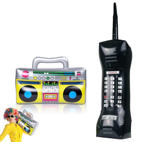 Aufblasbare Radio, Aufblasbare Rock Star Toy, Aufblasbarer Retro Ghettoblaster, für 80er 90er Party Dekorationen Accessoires Deko 90er Disco Mottoparty Karneval Outfit,2 Stück von Kiuiom