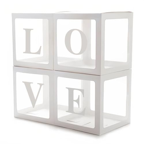 Ballon Box Buchstaben,Ballonbox Transparent,Love Box,Babyparty Box Deko Mädchen,Geschenkbox Transparent für Valentinstag,Geburtstag Party Hintergrund Deko,Baby Shower Deko,Baby Party,DIY Name,4 PC von Kiuiom