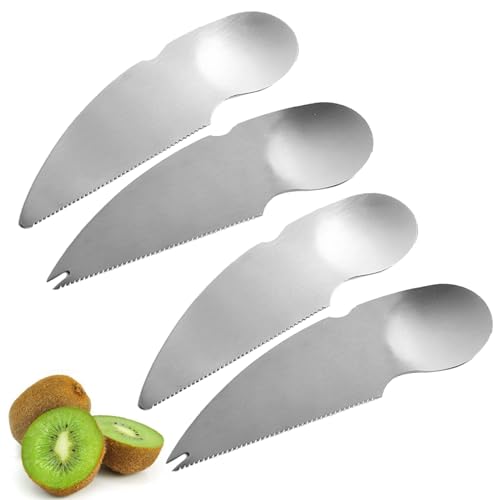 Edelstahl Kiwi Löffel,Obst Schneiden Löffel,Kiwi Spoon,Fruchtlöffel,Peeler Cutter Obst,Küchenhelfer Edelstahl,Für Kiwis,Äpfel,Grapefruits Etc,4 Stücke,Kiuiom von Kiuiom