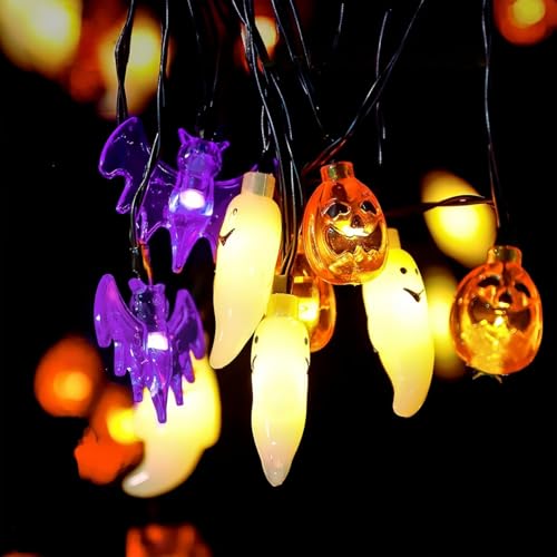 Halloween Dekorationen Lichter,Halloween Lichterkette,LED Lichter,6M 40LED Kürbis Fledermaus Geister,Kürbis Lichterkette Batterie für Allerheiligen Innen Außen Party Deko Halloween Dekorationen Lichter,Halloween Lichterkette,LED Lichter,6M 40LED Kürbis Fledermaus Geister,Kürbis Lichterkette Batterie für Allerheiligen Innen Außen Party Deko von Kiuiom