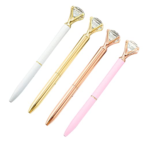 Kristall Diamant Stift,Kreatives Briefpapier Stift,Diamant-Kugelschreiber,Metall Kugelschreiber 4PC Druckkugelschreiber Schwarze Tinte für Kinder Büro Haushalt Schule Schreibwaren von Kiuiom