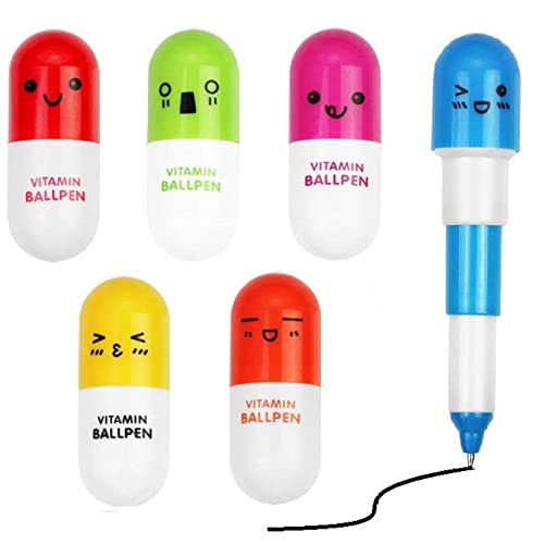 Pille Kugelschreiber Stifte, Pille Druckkugelschreiber, Kawaii Stifte, Bingo Stift, 6PCS Kugelschreiber Mini Kugelschreiber Kreativ Mini Stifte Kugelschreiber Lustig Niedliche Stifte von Kiuiom