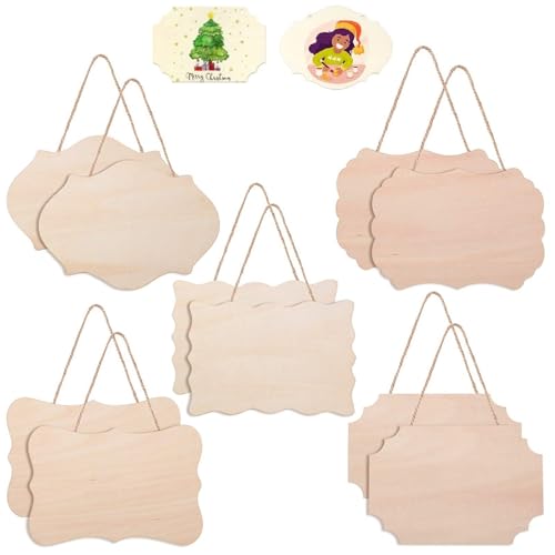 Kiuiom Unlackiertes Holzschild, 10PC Hängendes Holzschild für DIY Basteln Brandmalerei Malen Schreiben Dekorieren Kiuiom Unlackiertes Holzschild, 10PC Hängendes Holzschild für DIY Basteln Brandmalerei Malen Schreiben Dekorieren von Kiuiom