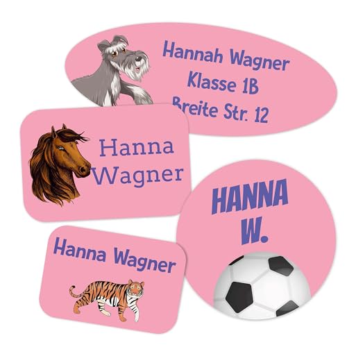 Kiwistar - 100 Namensschilder für Kleidung Rolle mix Set - rosa - Namensaufkleber Kinder Schule zum aufbügeln mit Bügeleisen - Wäscheetiketten zum aufbügeln - Wunschtext waschmaschinenfest von Kiwistar
