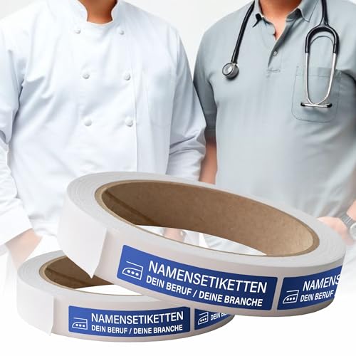 Kiwistar - 150 Namensschilder für Kleidung Rolle 6x1 cm - blau - Namensaufkleber Berufsbekleidung zum aufbügeln mit Bügeleisen - Wäscheetiketten zum aufbügeln - Wunschtext waschmaschinenfest von Kiwistar