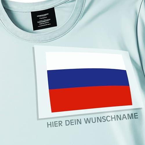 Kiwistar - Bügelbilder für Textilien - Russland - Bügeletiketten mit Länderflagge und Wunschtext - ab 120 mm personalisierbar für Trikots, Kleidung, Sport, Teams, Schule, EM, WM, Events, Name, Nummer von Kiwistar