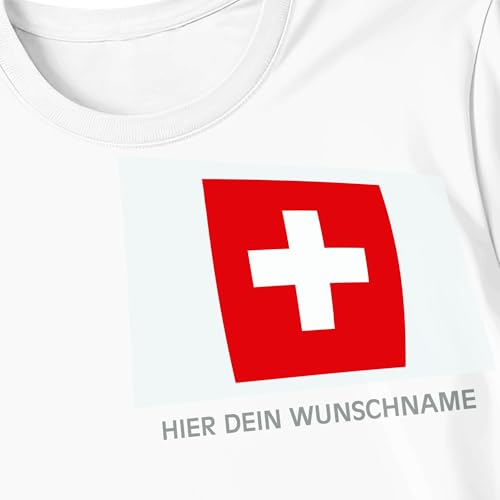 Kiwistar - Bügelbilder für Textilien - Schweiz - Bügeletiketten mit Länderflagge und Wunschtext - ab 120 mm personalisierbar für Trikots, Kleidung, Sport, Teams, Schule, EM, WM, Events, Name, Nummer von Kiwistar