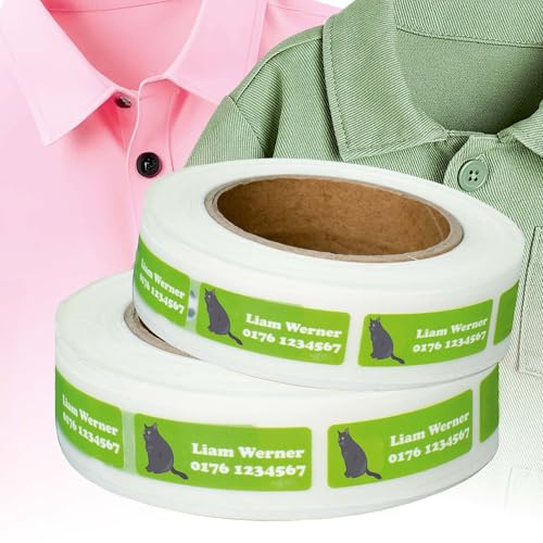 Kiwistar - Namensschilder für Kleidung Kinder personalisiert 5x2 cm Namensaufkleber Kinder Schule Kleidung mit Namen - Wäscheetiketten zum Aufbügeln - Katzen - Rolle ab 100 Stück - Wunschtext Kiwistar - Namensschilder für Kleidung Kinder personalisiert 5x2 cm Namensaufkleber Kinder Schule Kleidung mit Namen - Wäscheetiketten zum Aufbügeln - Katzen - Rolle ab 100 Stück - Wunschtext von Kiwistar