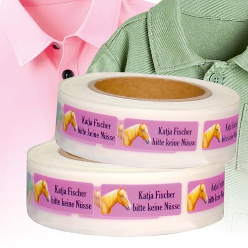 Kiwistar - Namensschilder für Kleidung Kinder personalisiert 5x2 cm Namensaufkleber Kinder Schule Kleidung mit Namen - Wäscheetiketten zum Aufbügeln - Pferde - Rolle ab 100 Stück - Wunschtext Kiwistar - Namensschilder für Kleidung Kinder personalisiert 5x2 cm Namensaufkleber Kinder Schule Kleidung mit Namen - Wäscheetiketten zum Aufbügeln - Pferde - Rolle ab 100 Stück - Wunschtext von Kiwistar