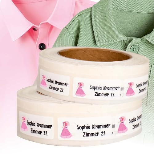 Kiwistar - Namensschilder für Kleidung Kinder personalisiert 5x3 cm Namensaufkleber Kinder Schule Kleidung mit Namen - Wäscheetiketten zum Aufbügeln - Prinzessin - Rolle ab 100 Stück - Wunschtext Kiwistar - Namensschilder für Kleidung Kinder personalisiert 5x3 cm Namensaufkleber Kinder Schule Kleidung mit Namen - Wäscheetiketten zum Aufbügeln - Prinzessin - Rolle ab 100 Stück - Wunschtext von Kiwistar