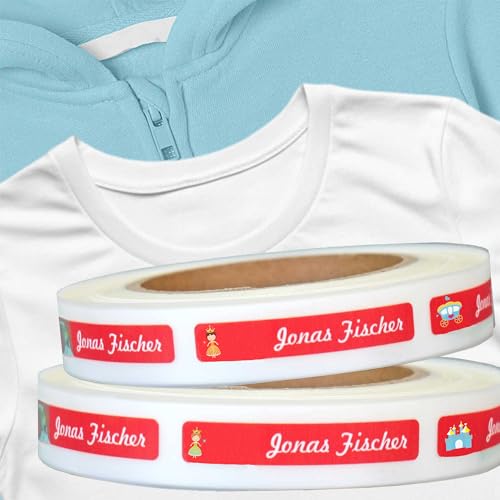 Kiwistar - Namensschilder für Kleidung Kinder personalisiert 8x1 cm Namensaufkleber Kinder Schule Kleidung mit Namen - Wäscheetiketten zum Aufbügeln - Prinzessin - Rolle ab 100 Stück - Wunschtext Kiwistar - Namensschilder für Kleidung Kinder personalisiert 8x1 cm Namensaufkleber Kinder Schule Kleidung mit Namen - Wäscheetiketten zum Aufbügeln - Prinzessin - Rolle ab 100 Stück - Wunschtext von Kiwistar