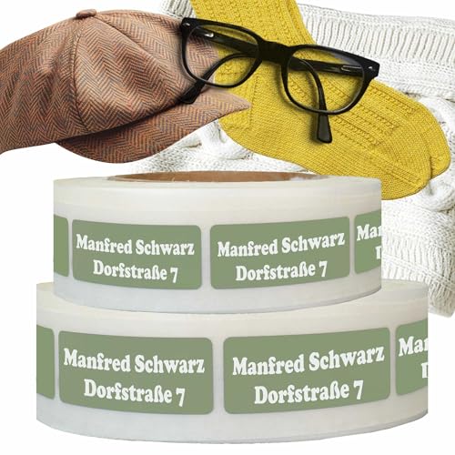 Kiwistar - Namensaufkleber zum Aufbügeln mit Wunschtext - 100 Stück - 5 x 2 cm - grün - Bügeletiketten für Kleidung in Pflegeheim, Seniorenheim & Altersheim - waschfest, personalisierbar, langlebig von Kiwistar