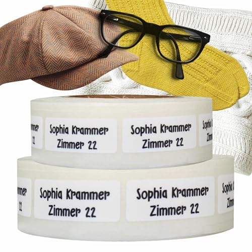 Kiwistar - Namensaufkleber zum Aufbügeln mit Wunschtext - 100 Stück - 5 x 3 cm - weiß - Bügeletiketten für Kleidung in Pflegeheim, Seniorenheim & Altersheim - waschfest, personalisierbar, langlebig Kiwistar - Namensaufkleber zum Aufbügeln mit Wunschtext - 100 Stück - 5 x 3 cm - weiß - Bügeletiketten für Kleidung in Pflegeheim, Seniorenheim & Altersheim - waschfest, personalisierbar, langlebig von Kiwistar