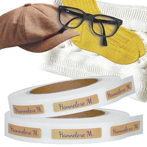 Kiwistar - Namensaufkleber zum Aufbügeln mit Wunschtext - 150 Stück - 8 x 1cm - beige - Bügeletiketten für Kleidung in Pflegeheim, Seniorenheim & Altersheim - waschfest, personalisierbar, langlebig von Kiwistar