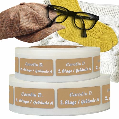 Kiwistar - Namensaufkleber zum Aufbügeln mit Wunschtext - 200 Stück - 5 x 2 cm - beige - Bügeletiketten für Kleidung in Pflegeheim, Seniorenheim & Altersheim - waschfest, personalisierbar, langlebig von Kiwistar