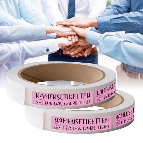 Kiwistar - Namensschilder für Kleidung Rolle 6x1 cm - rosa - Namensaufkleber Erwachsene für Teams, Schwestern, Uniform, Mannschaftsbekleidung - Wäscheetiketten zum aufbügeln - waschmaschinenfest von Kiwistar