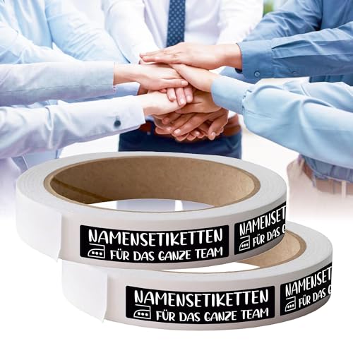 Kiwistar - Namensschilder für Kleidung Rolle 8x1 cm - schwarz - Namensaufkleber Erwachsene für Teams, Schwestern, Uniform, Mannschaftsbekleidung - Wäscheetiketten zum aufbügeln - waschmaschinenfest von Kiwistar