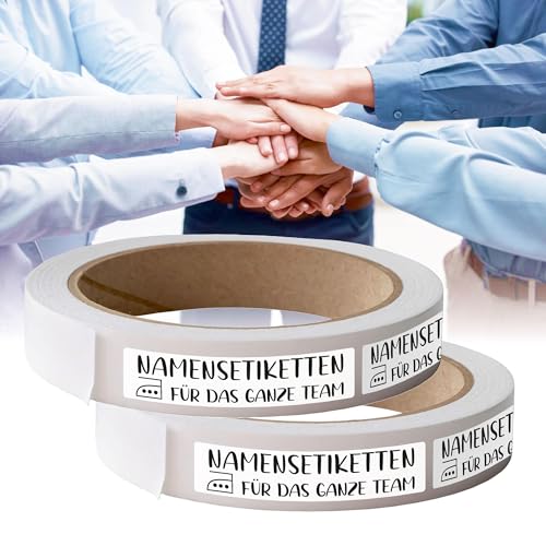 Kiwistar - Namensschilder für Kleidung Rolle 8x1 cm - weiß - Namensaufkleber Erwachsene für Teams, Schwestern, Uniform, Mannschaftsbekleidung - Wäscheetiketten zum aufbügeln - waschmaschinenfest von Kiwistar