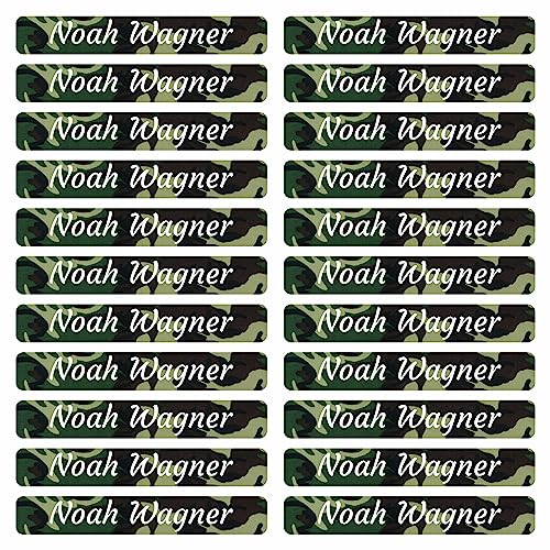 Klebeetiketten - Aufkleber 46x7 mm 180 Stück - Design Camouflage - mit Wunschtext - Name - personalisiert - Namensaufkleber - für Jugendliche - Firma - Universität - Schule - Kinder von Kiwistar