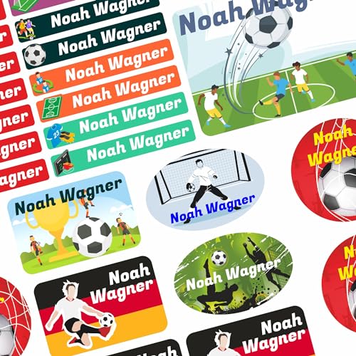 Namensaufkleber Set - Kinder - 75 Stück - Fußball - mit Wunschtext - Name - personalisiert - Namensetiketten - für Jugendliche - Firma - Universität - Schule - Kinder - KITA Namensaufkleber Set - Kinder - 75 Stück - Fußball - mit Wunschtext - Name - personalisiert - Namensetiketten - für Jugendliche - Firma - Universität - Schule - Kinder - KITA von Kiwistar