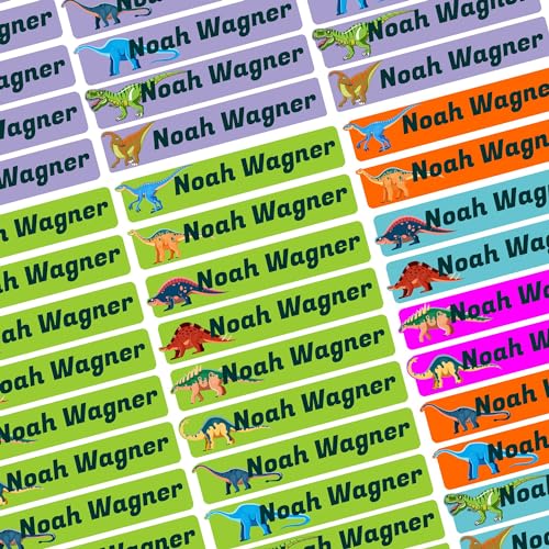Namensaufkleber Set - Kinder - Dinosaurier - ab 54 Stück - 38x7 mm - mit Wunschtext - Name - personalisiert - Namensetiketten - für Jugendliche - Firma - Universität - Schule - Kinder - KITA Namensaufkleber Set - Kinder - Dinosaurier - ab 54 Stück - 38x7 mm - mit Wunschtext - Name - personalisiert - Namensetiketten - für Jugendliche - Firma - Universität - Schule - Kinder - KITA von Kiwistar
