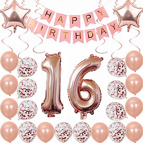 Kiwochy 16. Geburtstag Dekoration Rosegold Deko 16. Geburtstag Mädchen Party Deko Set 16 Geburtstag Mädchen Deko Geschenk 16 jahre Geburtstag deko Ballon 16 Geburtstag Mädchen Junge 16 jahre Mädchen Kiwochy 16. Geburtstag Dekoration Rosegold Deko 16. Geburtstag Mädchen Party Deko Set 16 Geburtstag Mädchen Deko Geschenk 16 jahre Geburtstag deko Ballon 16 Geburtstag Mädchen Junge 16 jahre Mädchen von Kiwochy