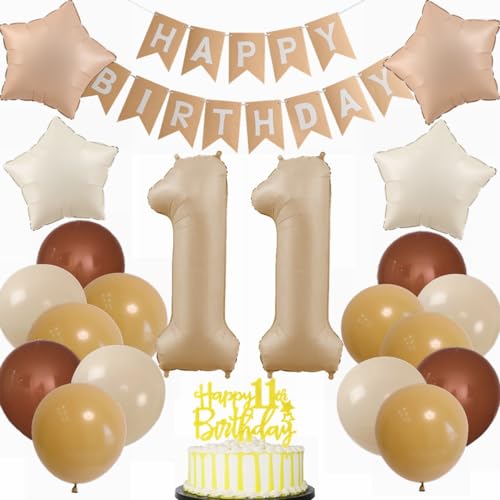 Kiwochy Beige Luftballon 11. Geburtstag Deko Junge Mädchen 11. Geburtstagsdeko Beige Ballon 11 Jahre Mädchen Geburtstagsdeko Ballon 11. Geburtstag Junge Party Deko 11 jahre Geburtstag Deko Ballon von Kiwochy