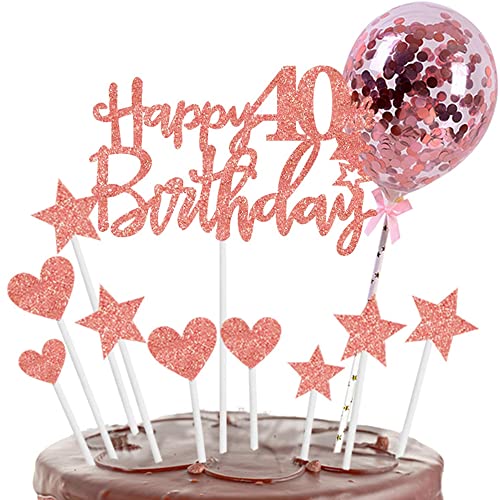 Kiwochy Rose Gold 40. Geburtstag Kuchendeko: 10 Stück Kuchenaufstecker für Geburtstagstorte, Baby Shower, Jubiläum & mehr - Glitzer Sterne, Herzen & Konfetti Ballons Kiwochy Rose Gold 40. Geburtstag Kuchendeko: 10 Stück Kuchenaufstecker für Geburtstagstorte, Baby Shower, Jubiläum & mehr - Glitzer Sterne, Herzen & Konfetti Ballons von Kiwochy