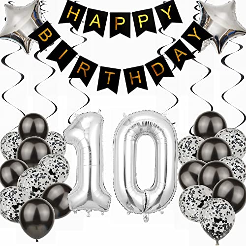 Kiwochy Luftballon 10. Geburtstag Dekoration Black and Silber Party Deko 10. Geburtstag Junge Party Deko 10 Geburtstag Mädchen Junge 10 Geburtstag Mädchen Deko Geschenk 10 jahre Geburtstag deko Ballon Kiwochy Luftballon 10. Geburtstag Dekoration Black and Silber Party Deko 10. Geburtstag Junge Party Deko 10 Geburtstag Mädchen Junge 10 Geburtstag Mädchen Deko Geschenk 10 jahre Geburtstag deko Ballon von Kiwochy