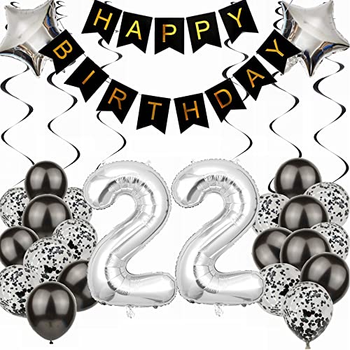 Kiwochy Luftballon 22. Geburtstag Dekoration Black and Silber Party Deko 22. Geburtstag Junge Party Deko 22 Geburtstag Männer Frauen 22 Geburtstag Männer Deko Geschenk 22 jahre Geburtstag Deko Ballon Kiwochy Luftballon 22. Geburtstag Dekoration Black and Silber Party Deko 22. Geburtstag Junge Party Deko 22 Geburtstag Männer Frauen 22 Geburtstag Männer Deko Geschenk 22 jahre Geburtstag Deko Ballon von Kiwochy