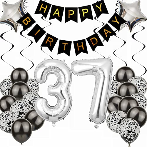 Kiwochy Luftballon 37. Geburtstag Dekoration Black and Silber Party Deko 37. Geburtstag Junge Party Deko 37 Geburtstag Männer Frauen 37 Geburtstag Männer Deko Geschenk 37 jahre Geburtstag Deko Ballon Kiwochy Luftballon 37. Geburtstag Dekoration Black and Silber Party Deko 37. Geburtstag Junge Party Deko 37 Geburtstag Männer Frauen 37 Geburtstag Männer Deko Geschenk 37 jahre Geburtstag Deko Ballon von Kiwochy