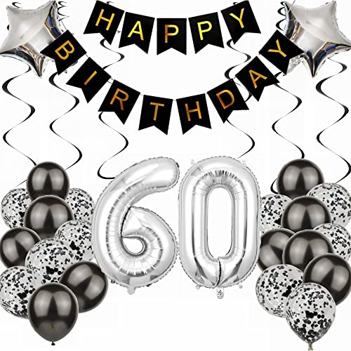Kiwochy Luftballon 60. Geburtstag Dekoration Black and Silber Party Deko 60. Geburtstag Junge Party Deko 60 Geburtstag Männer Frauen 60 Geburtstag Männer Deko Geschenk 60 jahre Geburtstag Deko Ballon Kiwochy Luftballon 60. Geburtstag Dekoration Black and Silber Party Deko 60. Geburtstag Junge Party Deko 60 Geburtstag Männer Frauen 60 Geburtstag Männer Deko Geschenk 60 jahre Geburtstag Deko Ballon von Kiwochy
