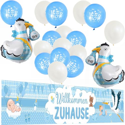 Kiwochy Willkommen Baby Willkommen Zuhause Welcome Home Baby Willkommen Zuhause Baby Junge Deko Willkommen Zuhause Banner Storch Geburt Willkommen Zuhause Deko für Baby Kleinkinderzimmer Home Deko von Kiwochy