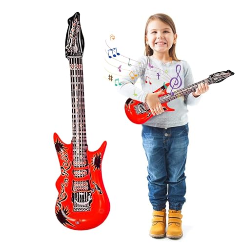 Kixolazr Aufblasbare Gitarren für Kinder,Gitarrenballon - Aufblasen von Gitarreninstrumenten | Aufblasbare Luftgitarre, aufblasbares Luftgitarren-Zubehör für Geburtstagsfeiern, Karneval und andere von Kixolazr
