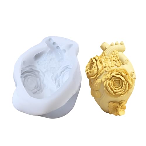Kixolazr Formen für Kerzen – Form zur Herstellung von Duftkerzen, menschliches Herz und Blumen, Formen für Epoxidharz, Kunsthandwerk, Gips, Ornamente, Heimdekoration, Schokoladen-Backzubehör von Kixolazr