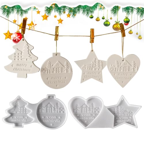 Kixolazr Weihnachtsformen Für Harz - Weihnachtsformen Aus Silikon Für Epoxidharz Beton - Schneeflocken Anhänger Für Gips Beton Ton | Betton Fondant Gips Kamin Tür von Kixolazr